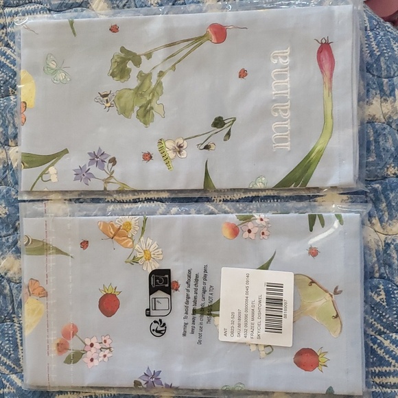 New Anthro Mama Faye Dish Towel Blue Garden Motif 28"x21" Sealed - Picture 3 of 6